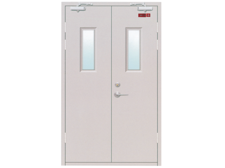 鋼質(zhì)雙開(kāi)帶玻璃隔熱防火門(mén)